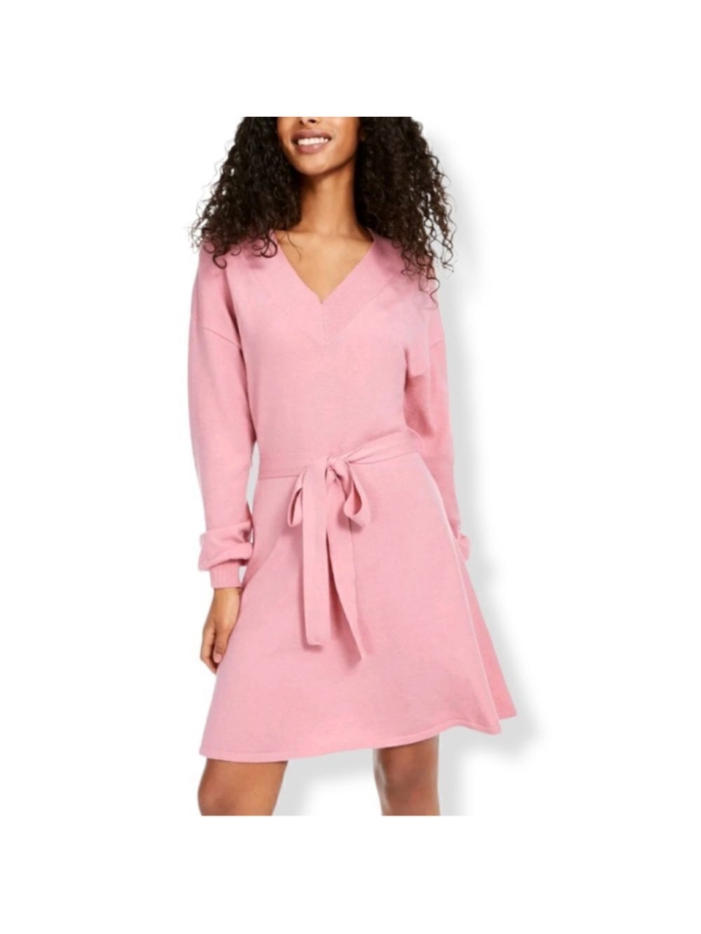 Sequin Hearts Pink Sweater Dress with waist Tie XL Junior
